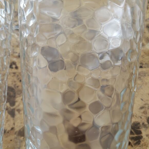 Libbey Frost Pattern Clear Drinking Glasses Set of 2 Crackle pattern on inside - Picture 5 of 7